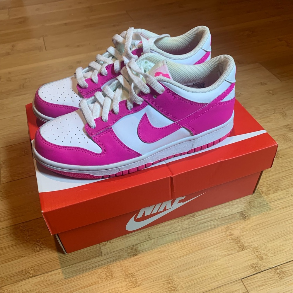 Nike Pink and White Sneakers, US 6 Y, Women’s 7.5